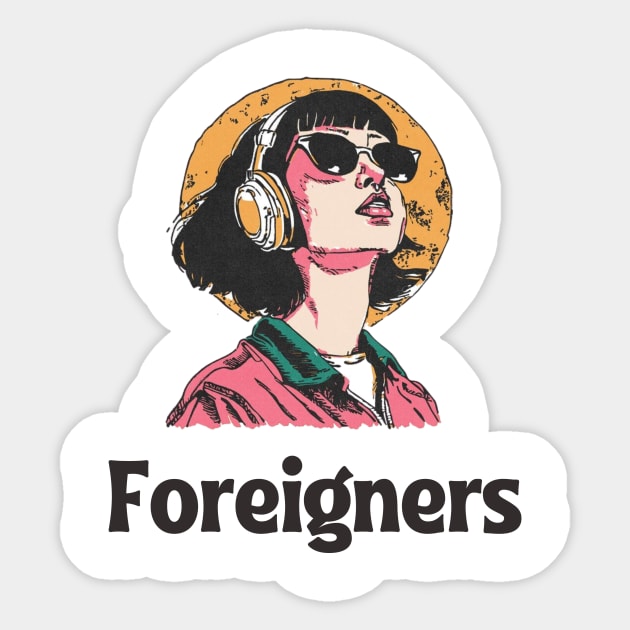 Women Listening To Foreigner Sticker by grayscalecoloring